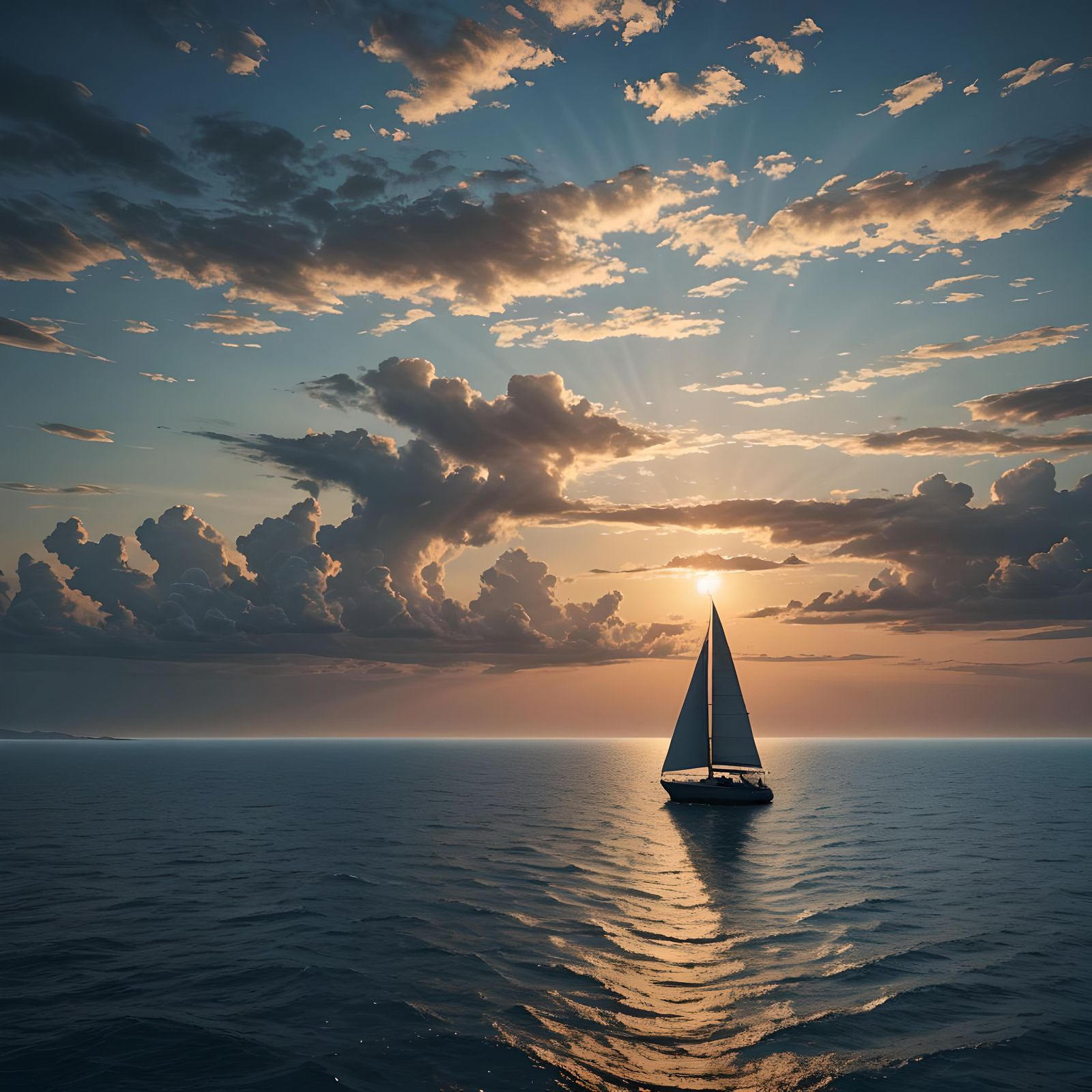 A Yacht Adrift in the Boundless Blue Sea