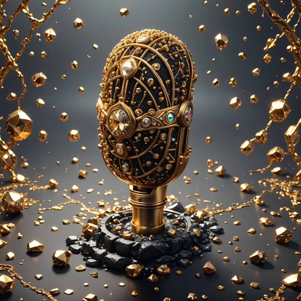Golden Diamond Microphone: Detailed Fantasy Concept Art