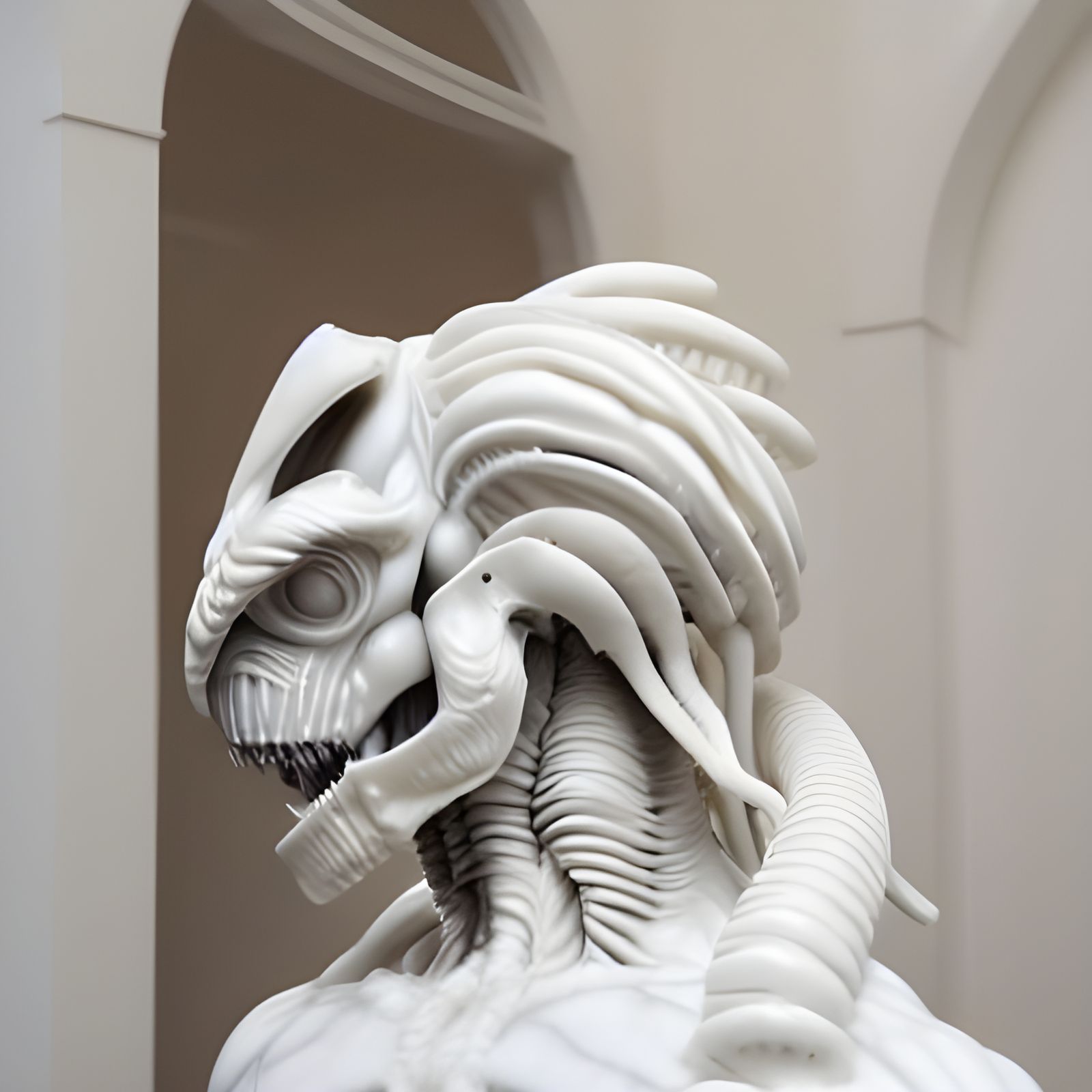 Xenomorph as Marble Sculpture in Renaissance Style