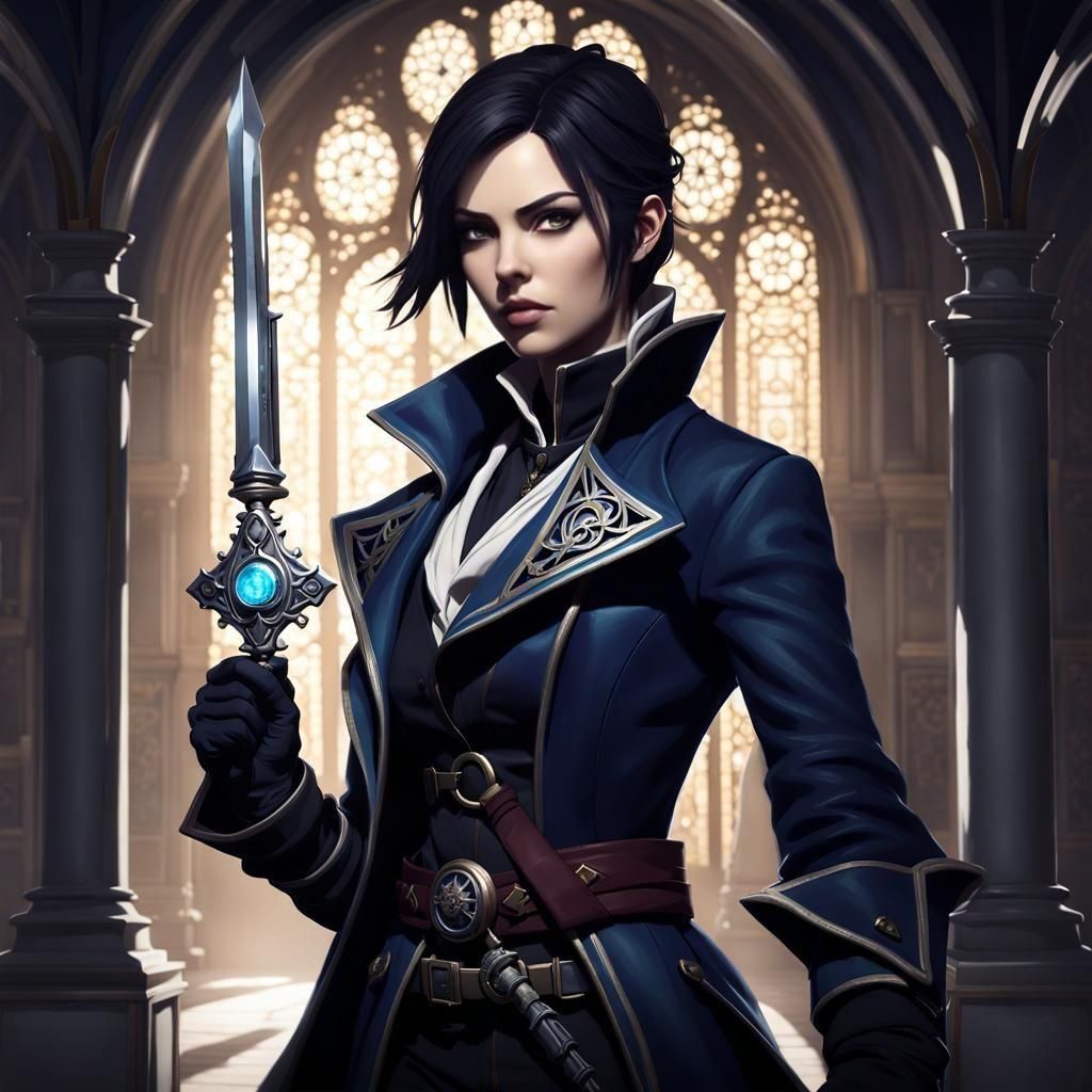 Fierce Woman with Keyblade in Animated Style