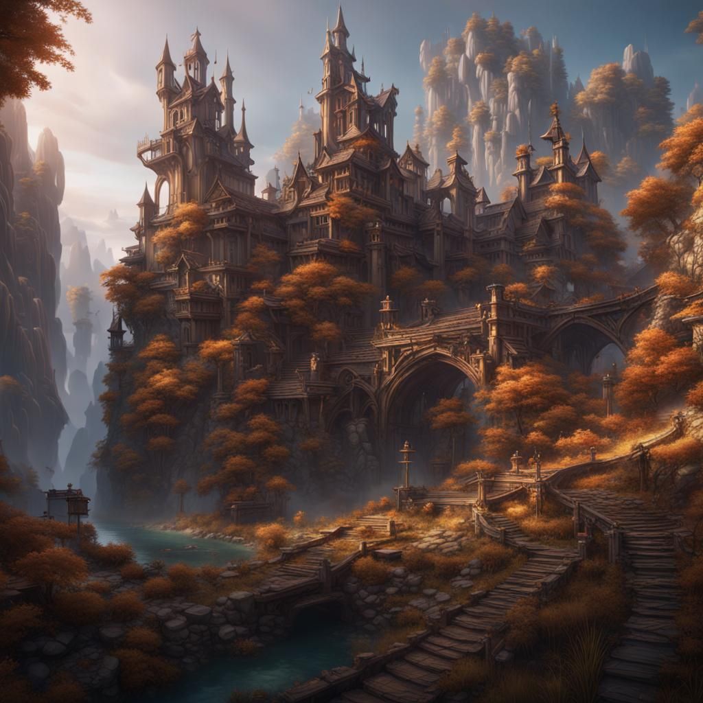 Fantastical Matte Painting in Deep Color, 8K