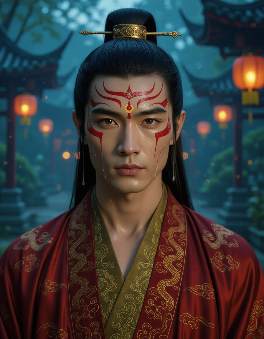 Cinematic Portrait of Young Sage with Galactic Eyes