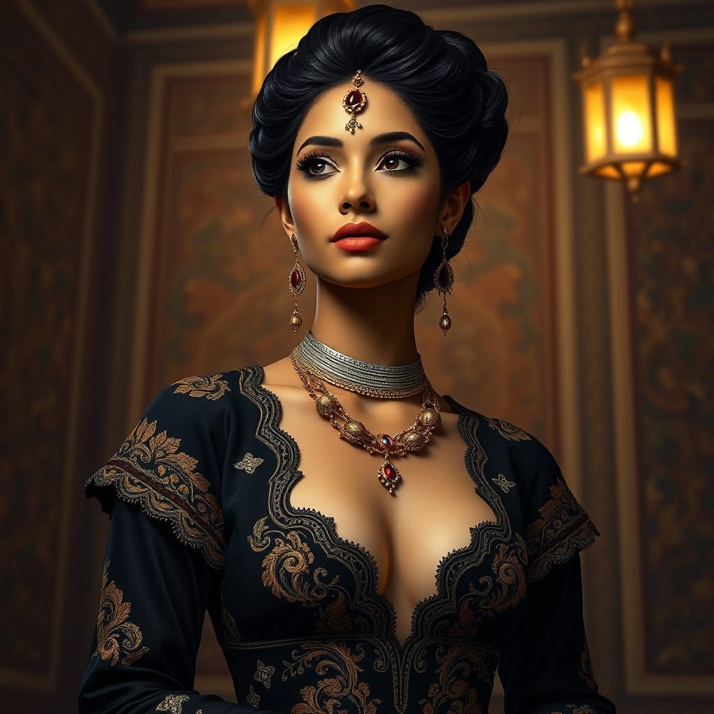 Elegant Latina Woman in Regal Attire