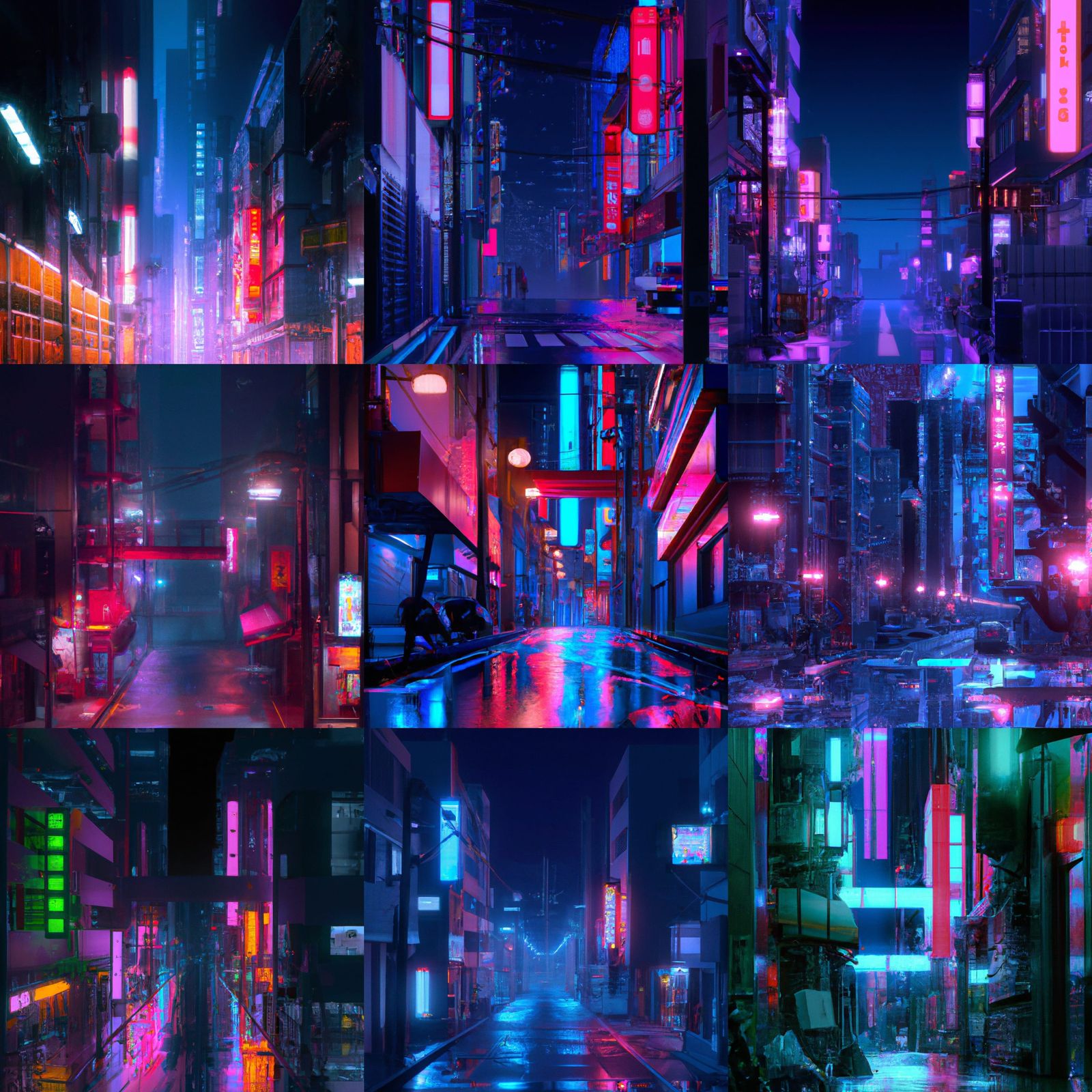 Cyberpunk Japan Street Scene at Night