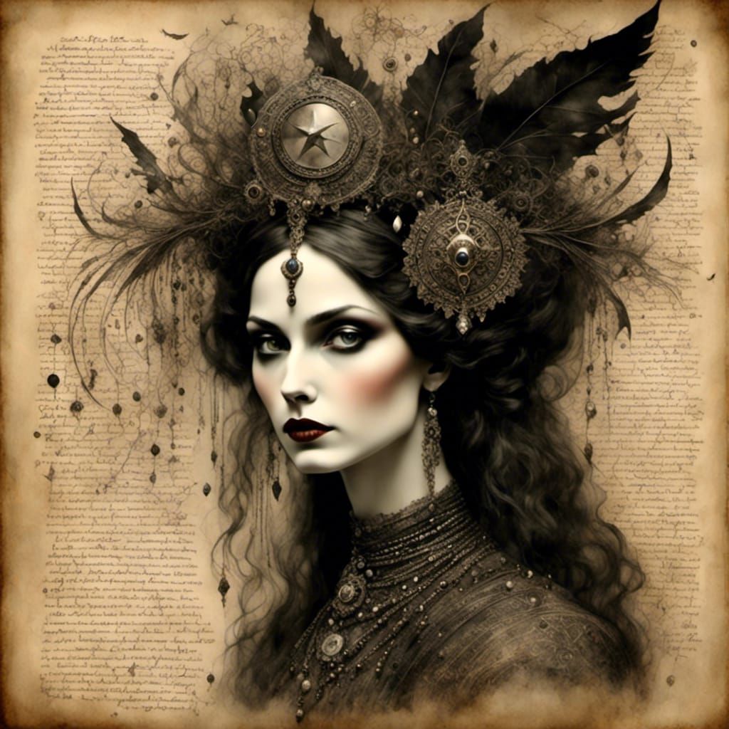 Witchy Love Warrior Sketch Portrait