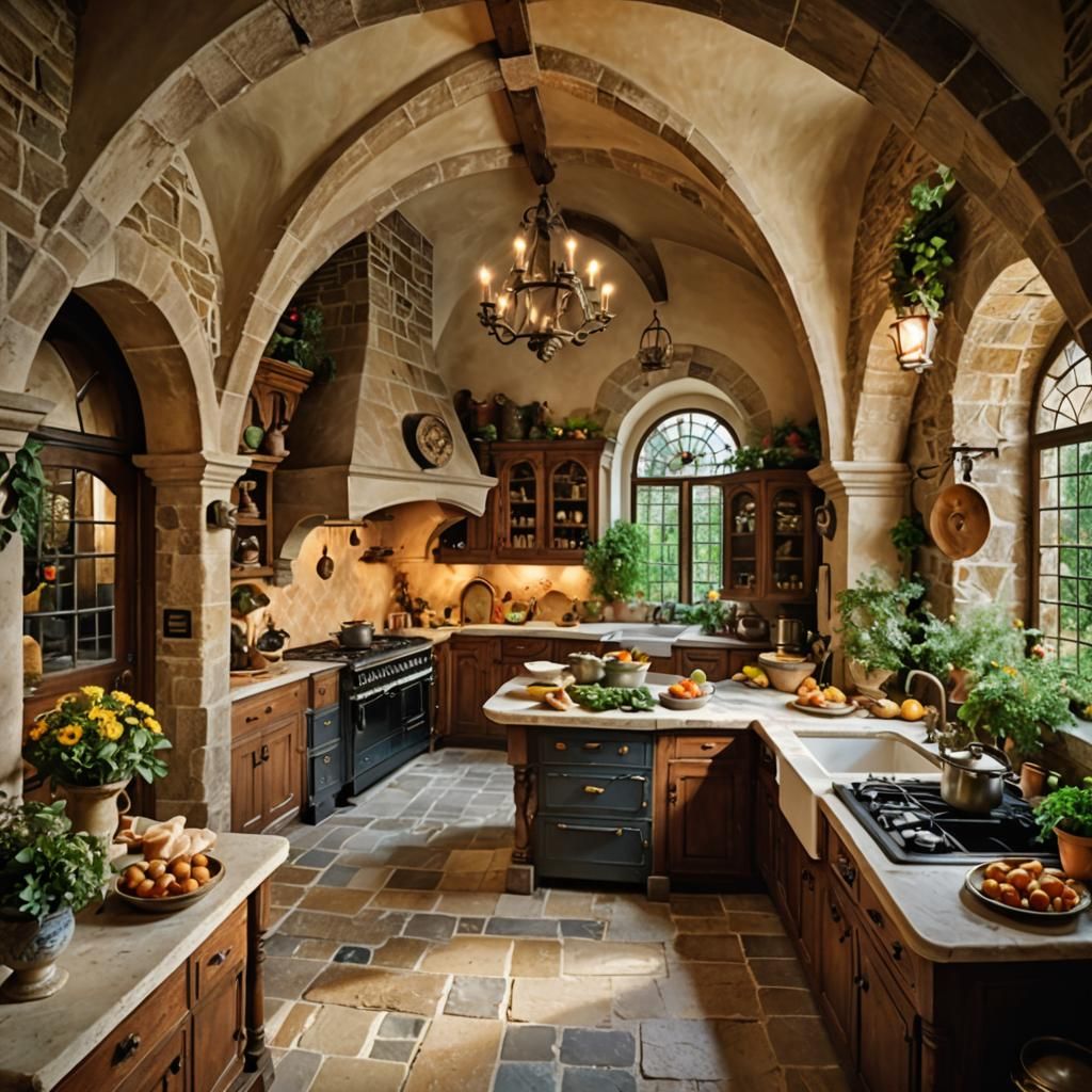 Italian Renaissance Kitchen with Vintage Appliances
