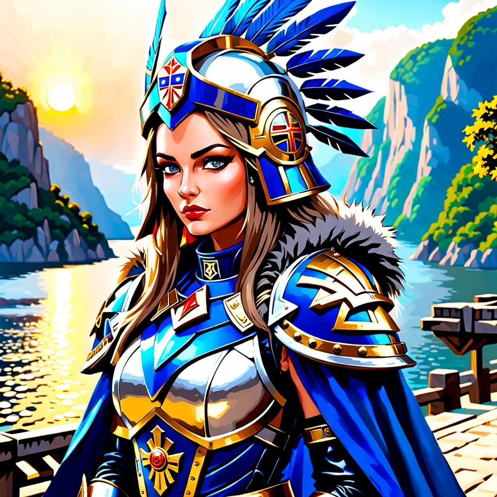 Warhammer 40k: Beautiful Woman Space Marine in Armor