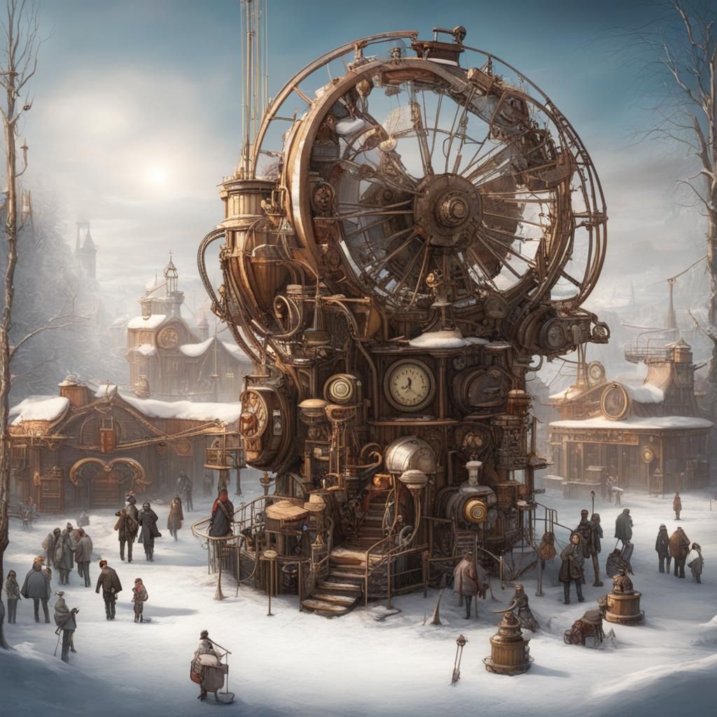 Steampunk winter fun park