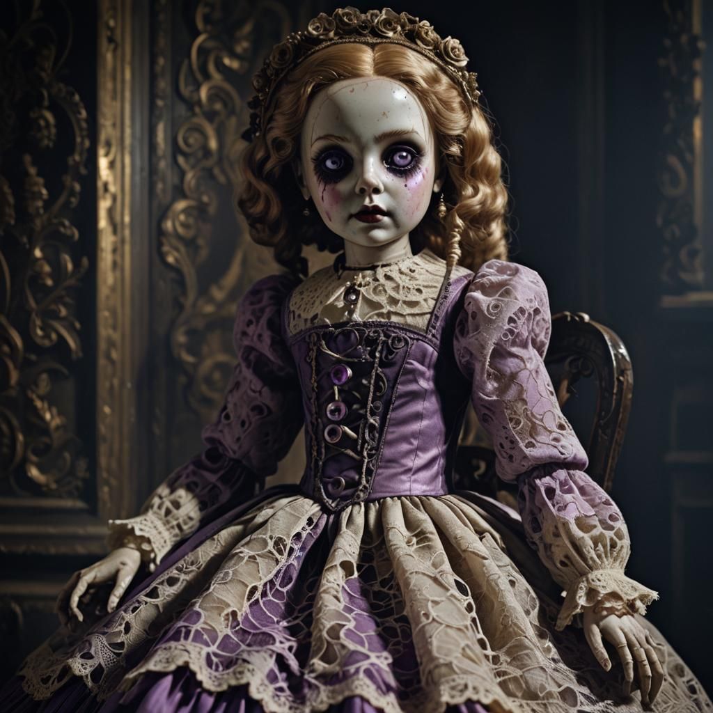 Creepy Antique Doll in Dark Fantasy Style
