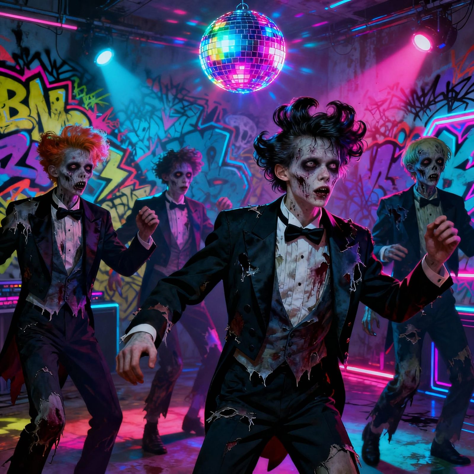 1980s Zombie Prom Night with Neon and Graffiti