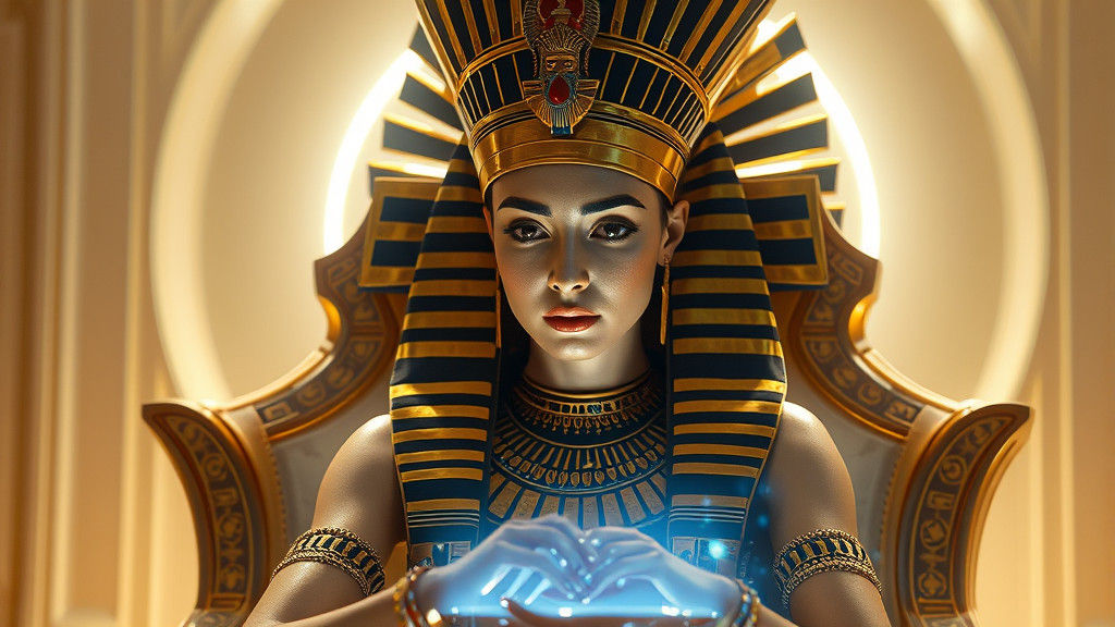 Cleopatra with Holographic Interface in Biomechanical Style