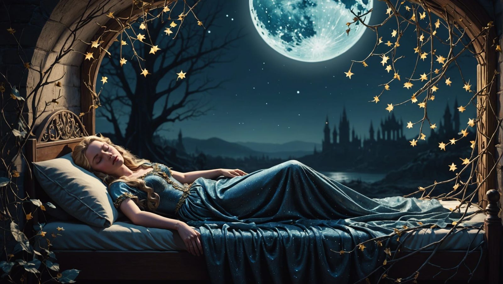 Sleeping Beauty in Enchanted Moonlight