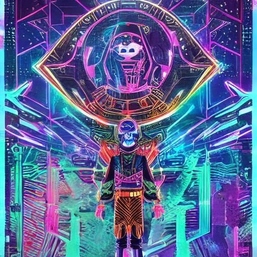 Cyber Pirate in Holographic Astral Cosmic Style