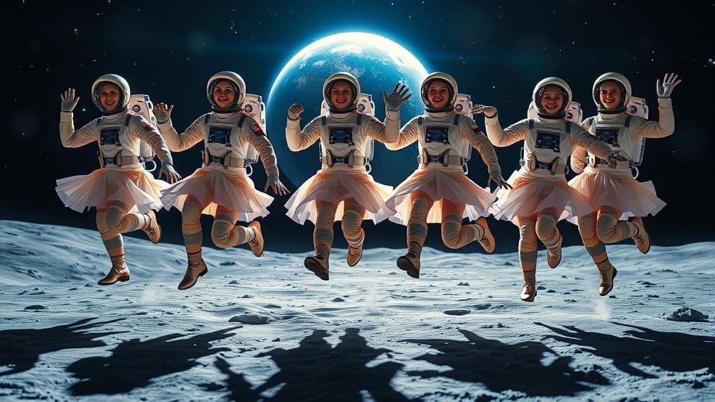Galactic Can-Can Dancers on the Moon's Surface