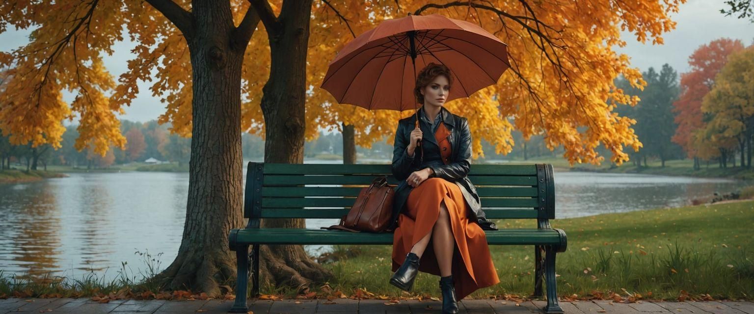Woman with Umbrella by Lake: Turn of Century Art