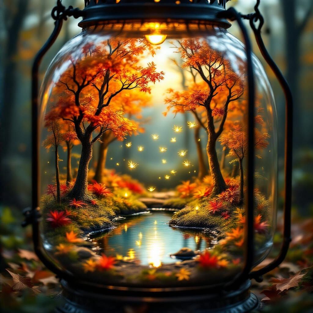 Enchanted Forest in a Glass Lantern