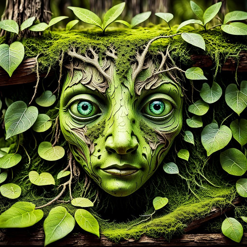 Wooden board overgrown with moss 3