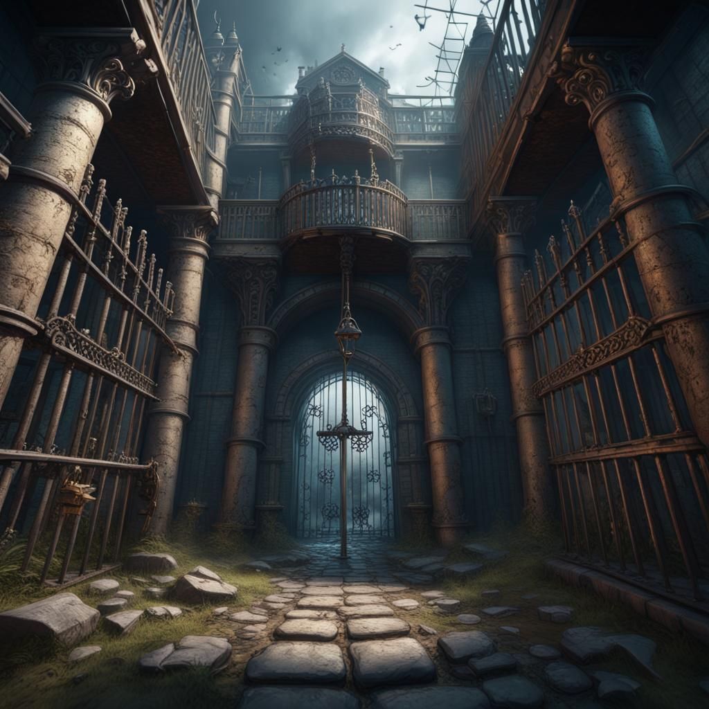 Fantastical Prison Matte Painting in Deep Color