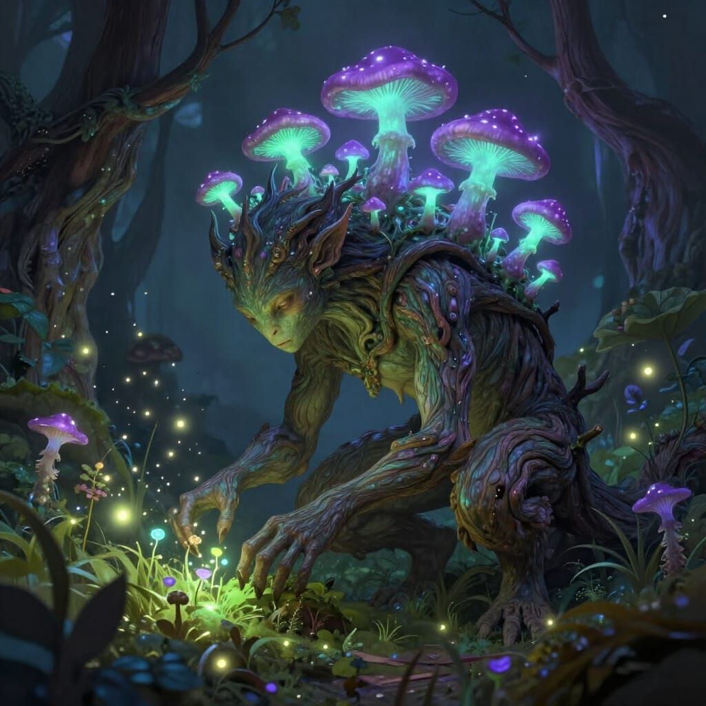 Magical Dryad Fae Tending Enchanted Garden