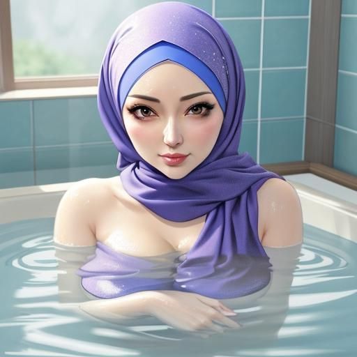 Anime Style Bath Scene Illustration