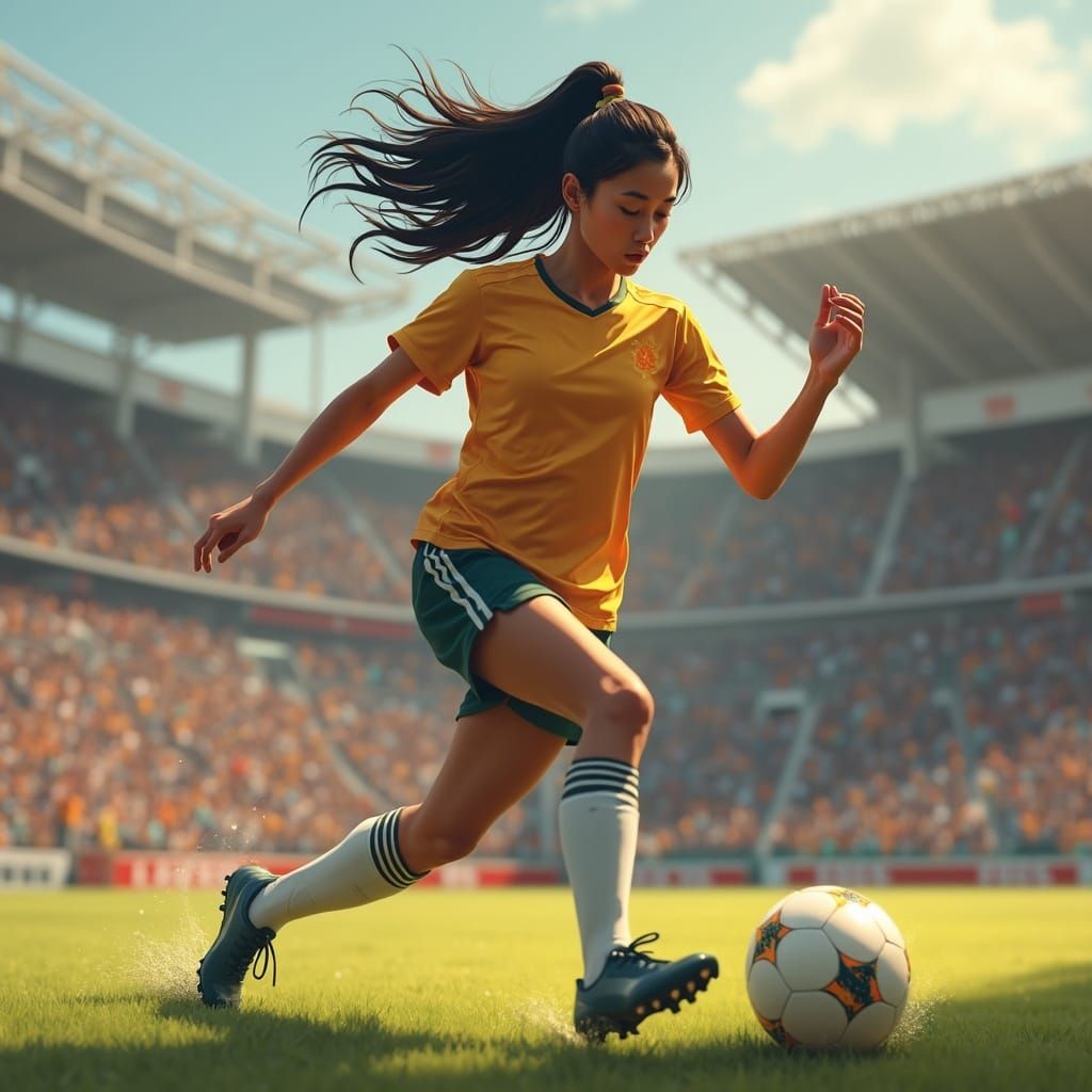 Hyperrealistic Soccer Player in Stadium