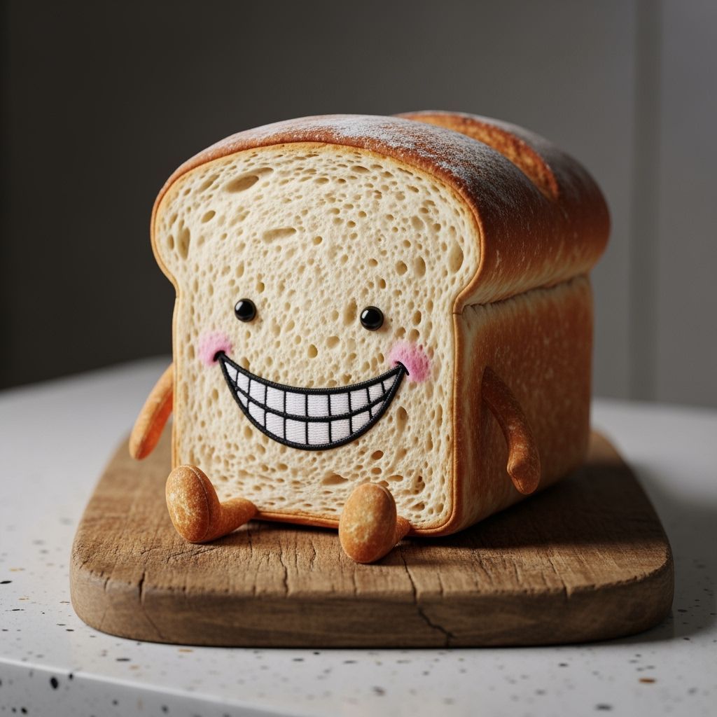 Hyperrealistic Bread Plushie on Wooden Board