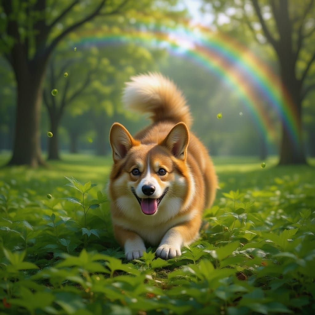 Vibrant Rainbow Water Droplets on Orange and Teal Leaves