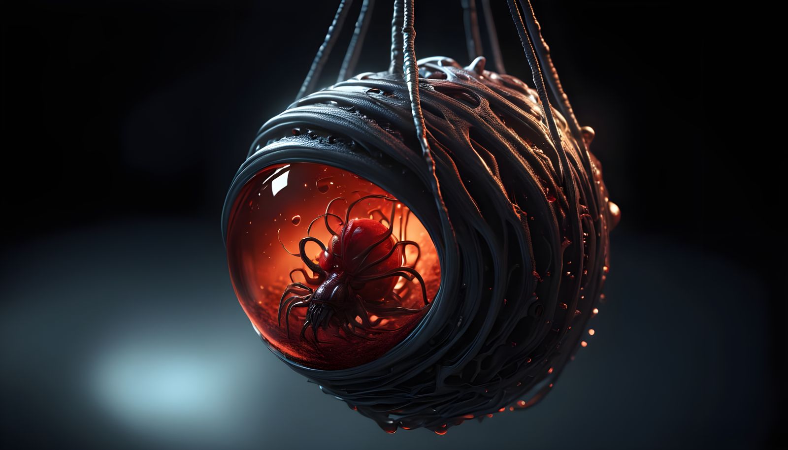 Alien Cocoon Suspended in Ominous Environment