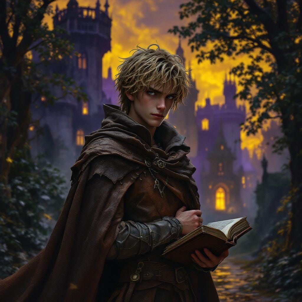 Young Hugh Dragonheart in Dark Fantasy Style