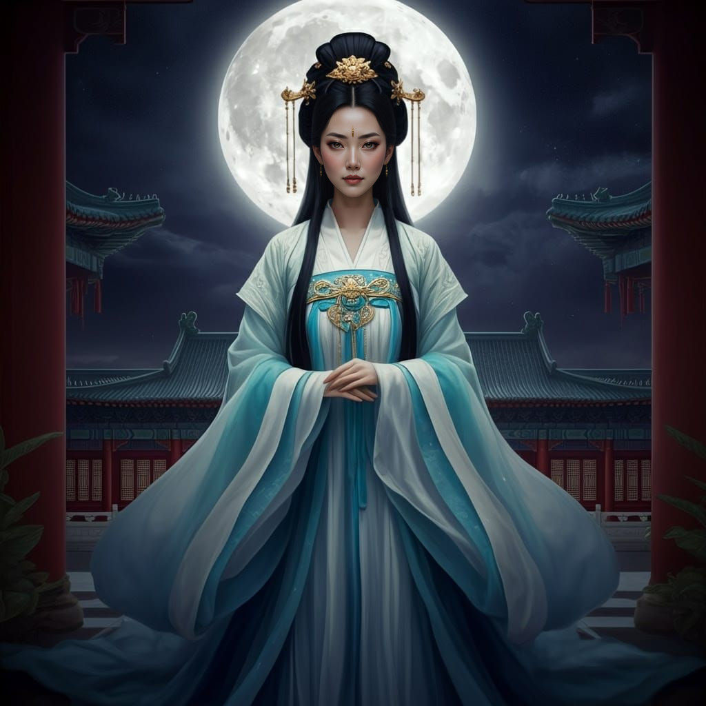 Celestial Goddess Changxi Under Full Moonlight