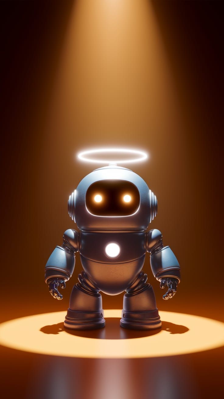 Robot with Halo in Divine Light