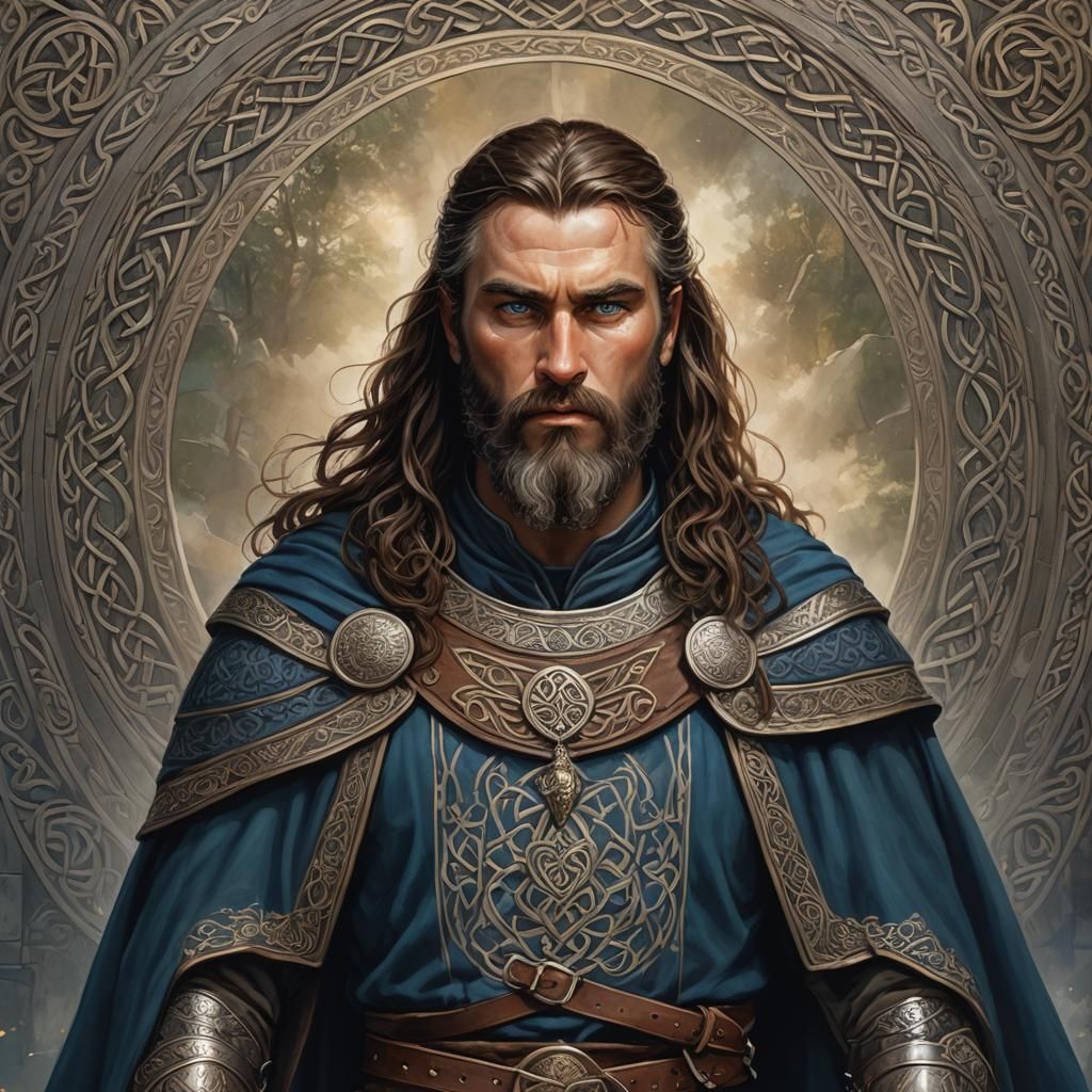 Celtic Warrior King Portrait in Digital Art Style