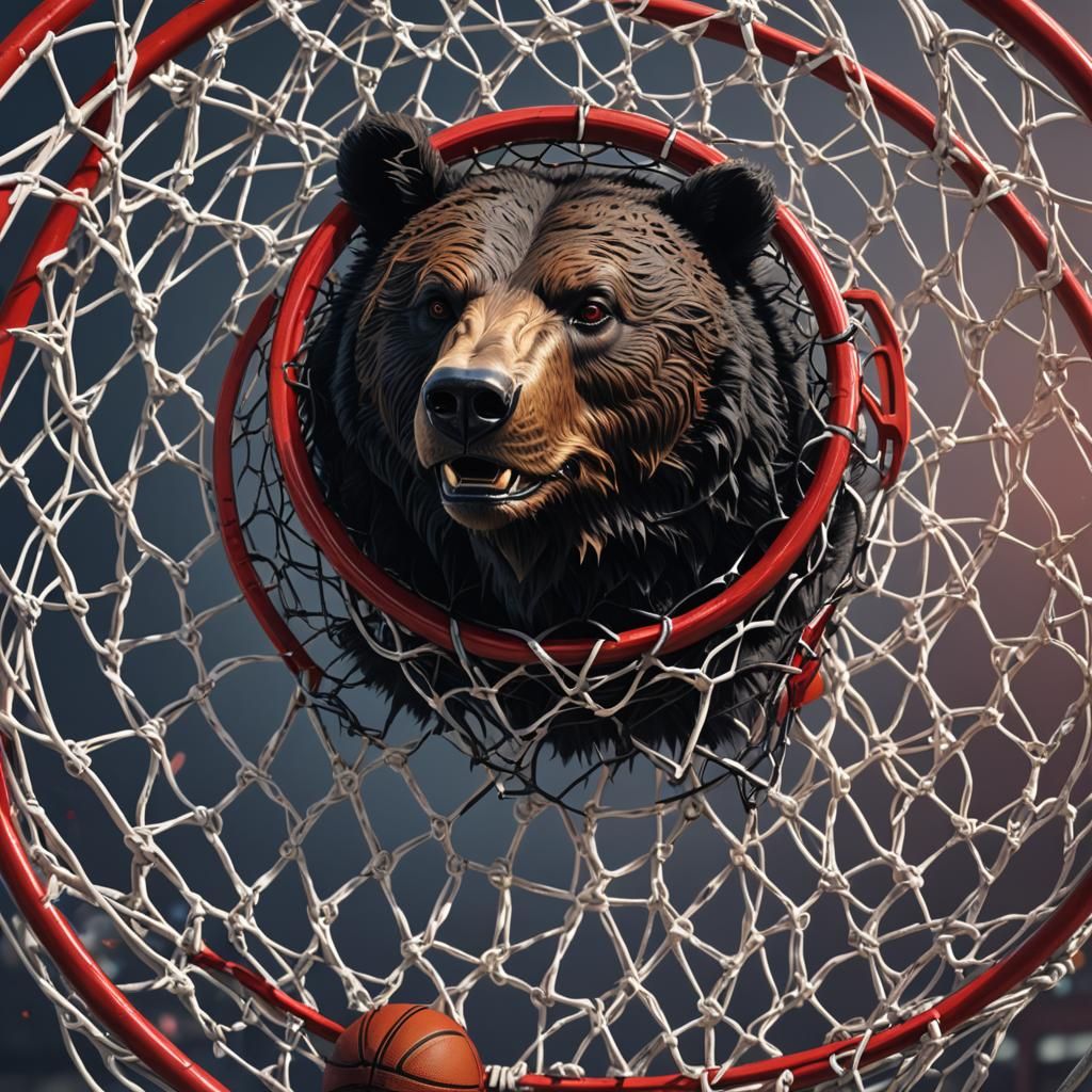 Bear Head in Basketball Net: Fantasy Concept Art