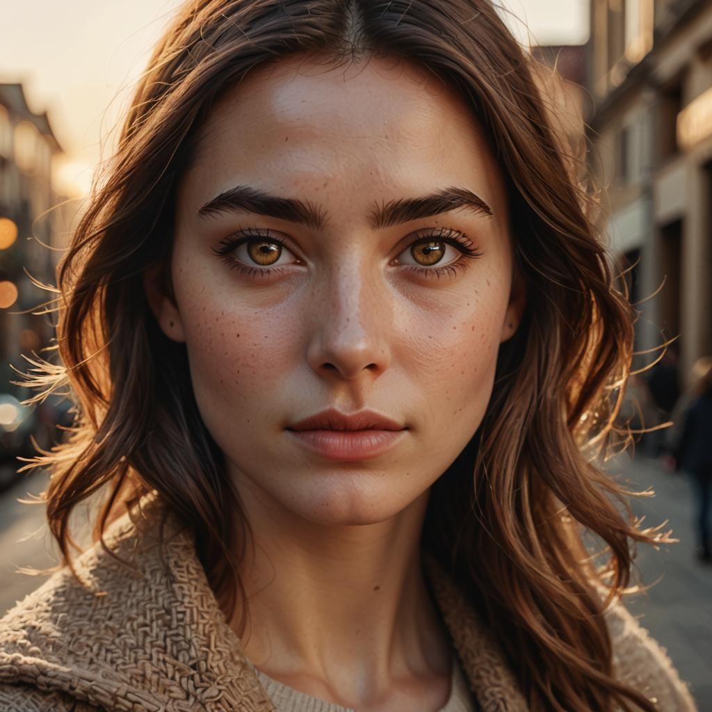 Cinematic Portrait of a Woman with Almond-Shaped Eyes
