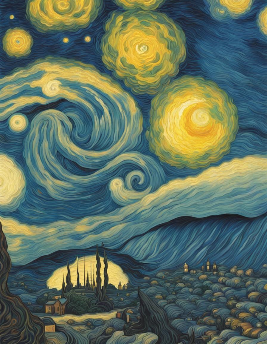 Dreamlike Cosmic Scene in Van Gogh Style