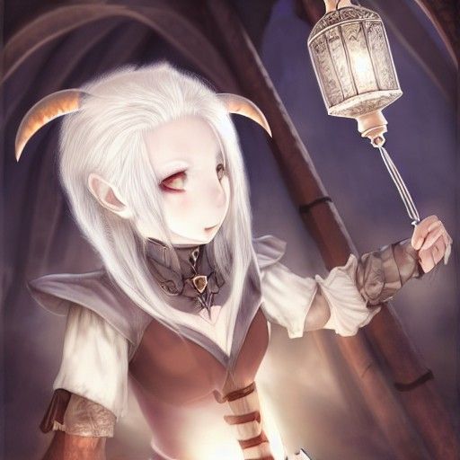 Tiefling Mage in Dark Cave, Fantasy Art