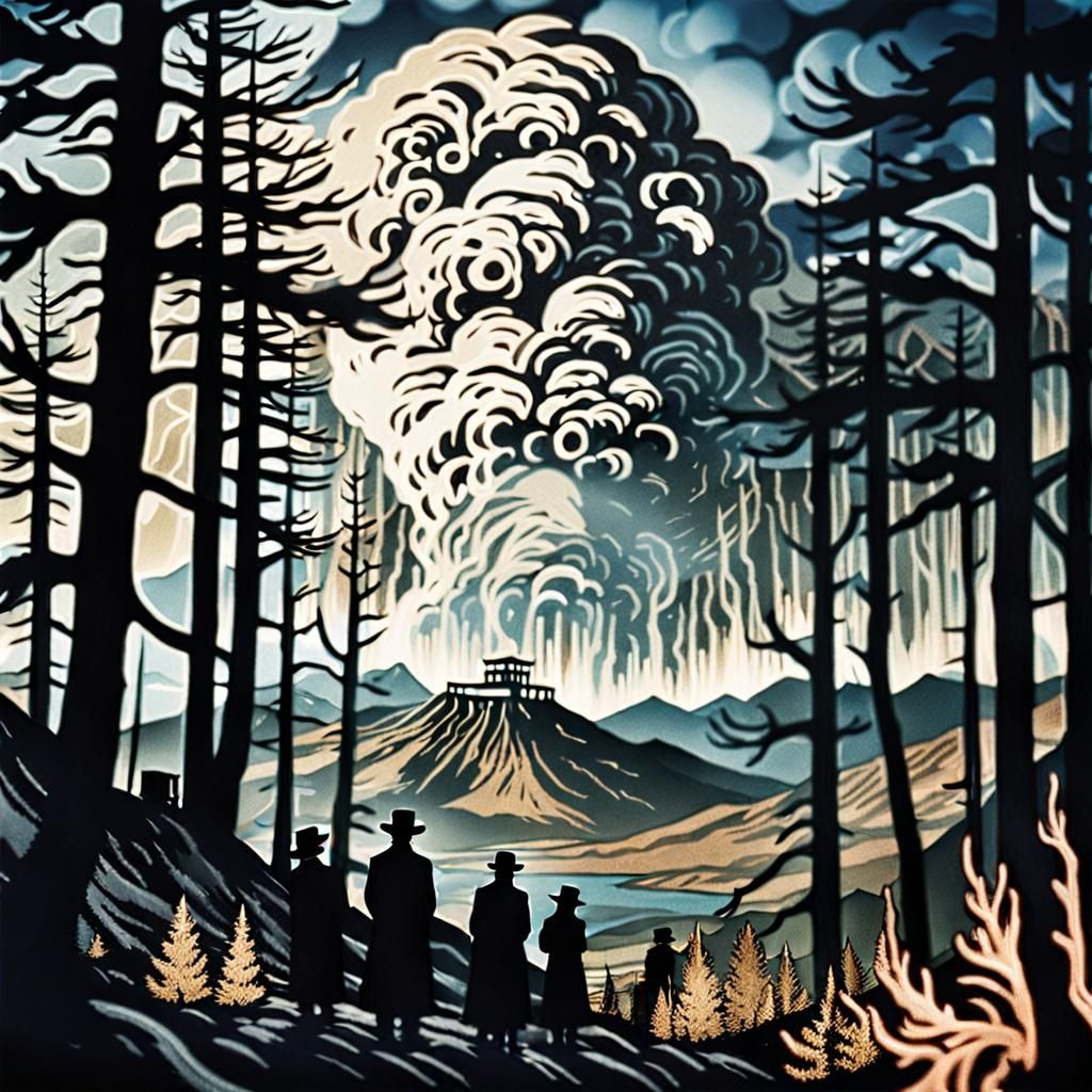 Mournful Cedars: A Double Exposure Film Still