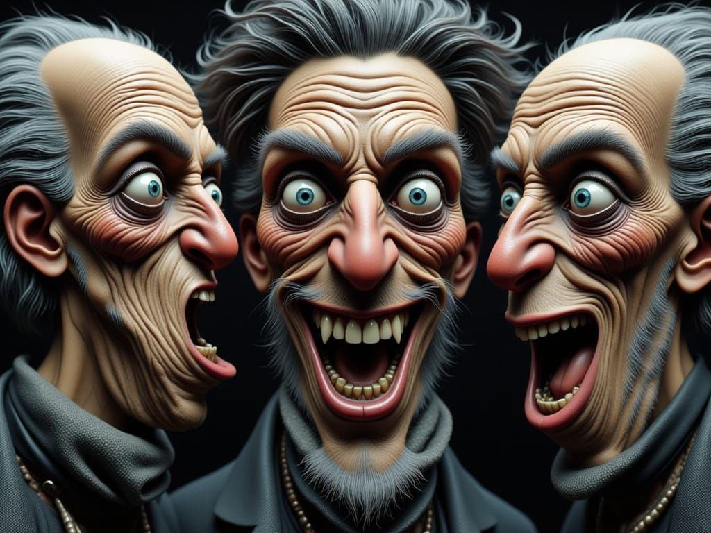 Three Talking Heads with Blank Expressions in Concept Art St...