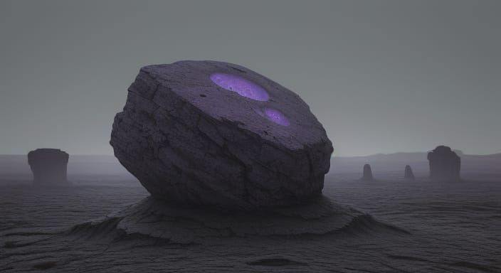 Mysterious Ancient Stone on Alien Landscape