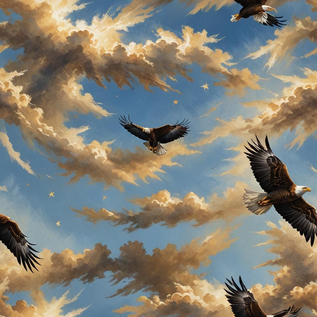 Majestic Eagle Soaring: Stars and Stripes Symbolism