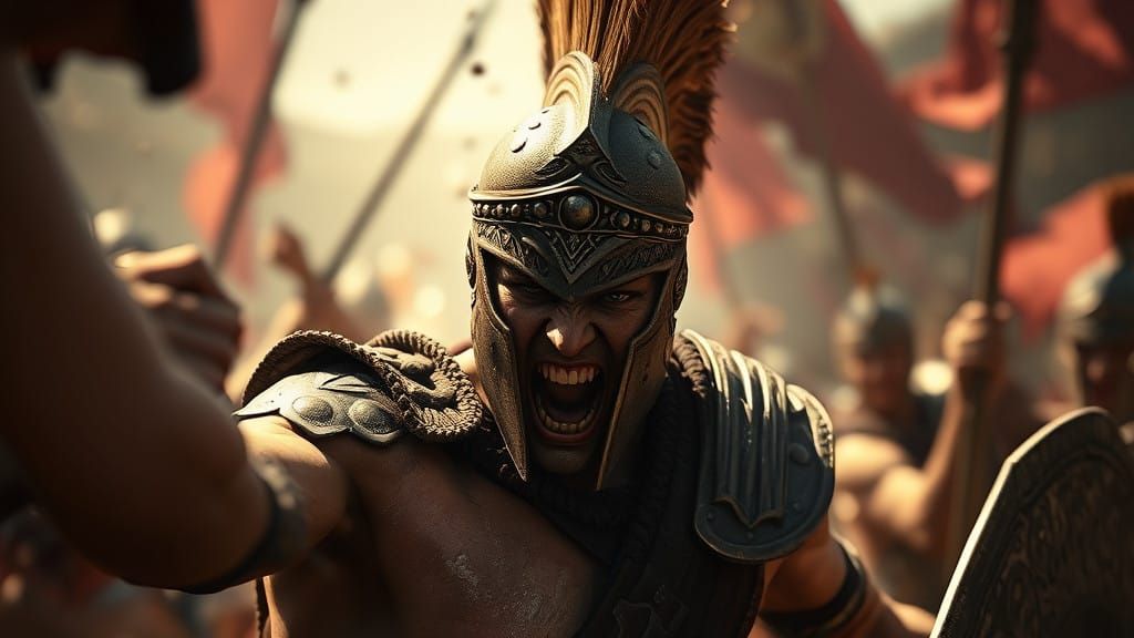 Glorious and Fearless Gladiator in Cinematic Battle