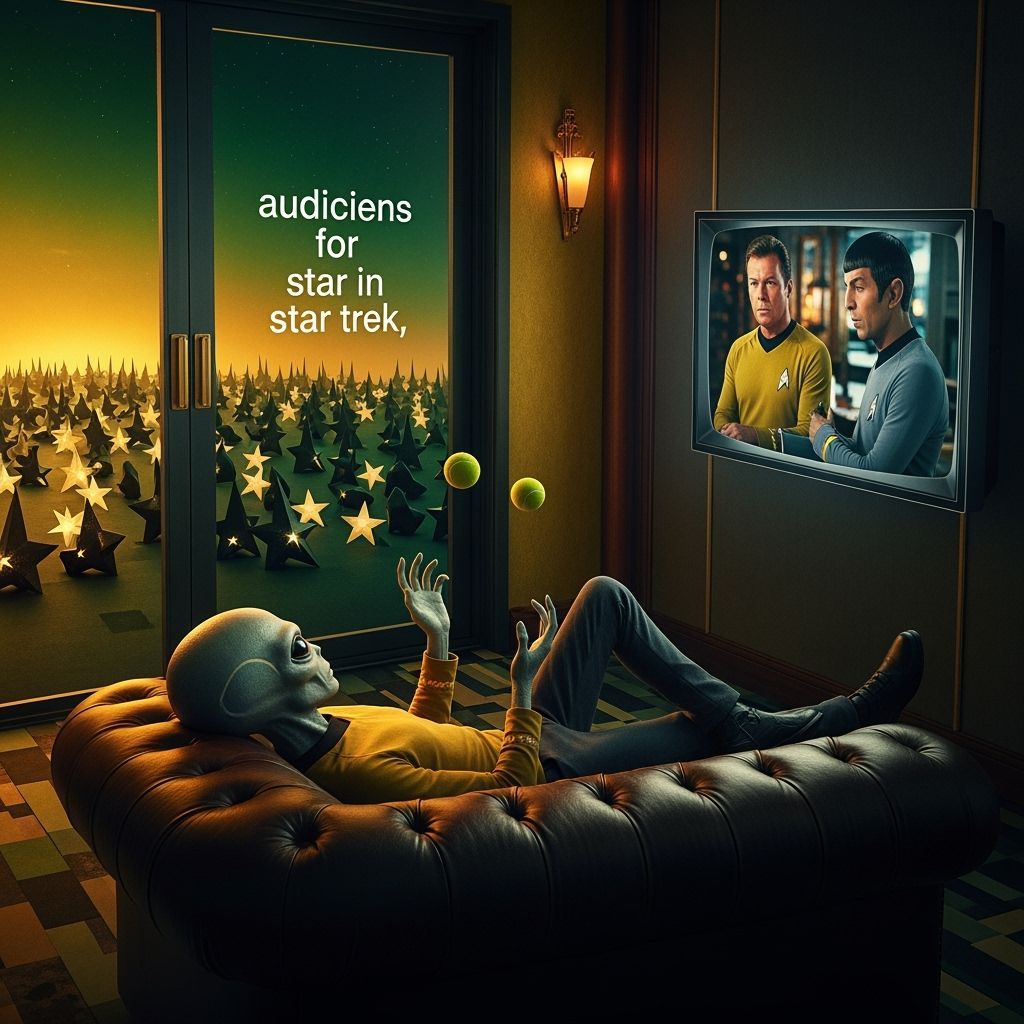 Alien Juggles Tennis Ball Watching Star Trek