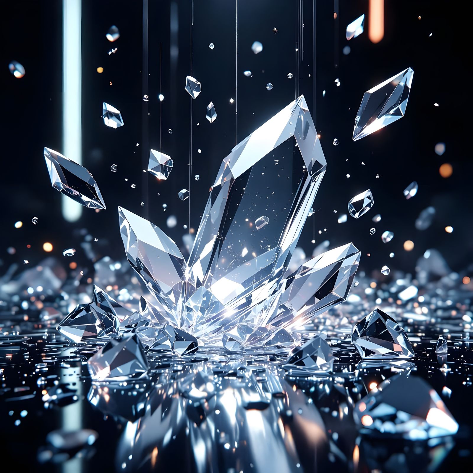 Monochrome Glass Shards in Futuristic 3D Render