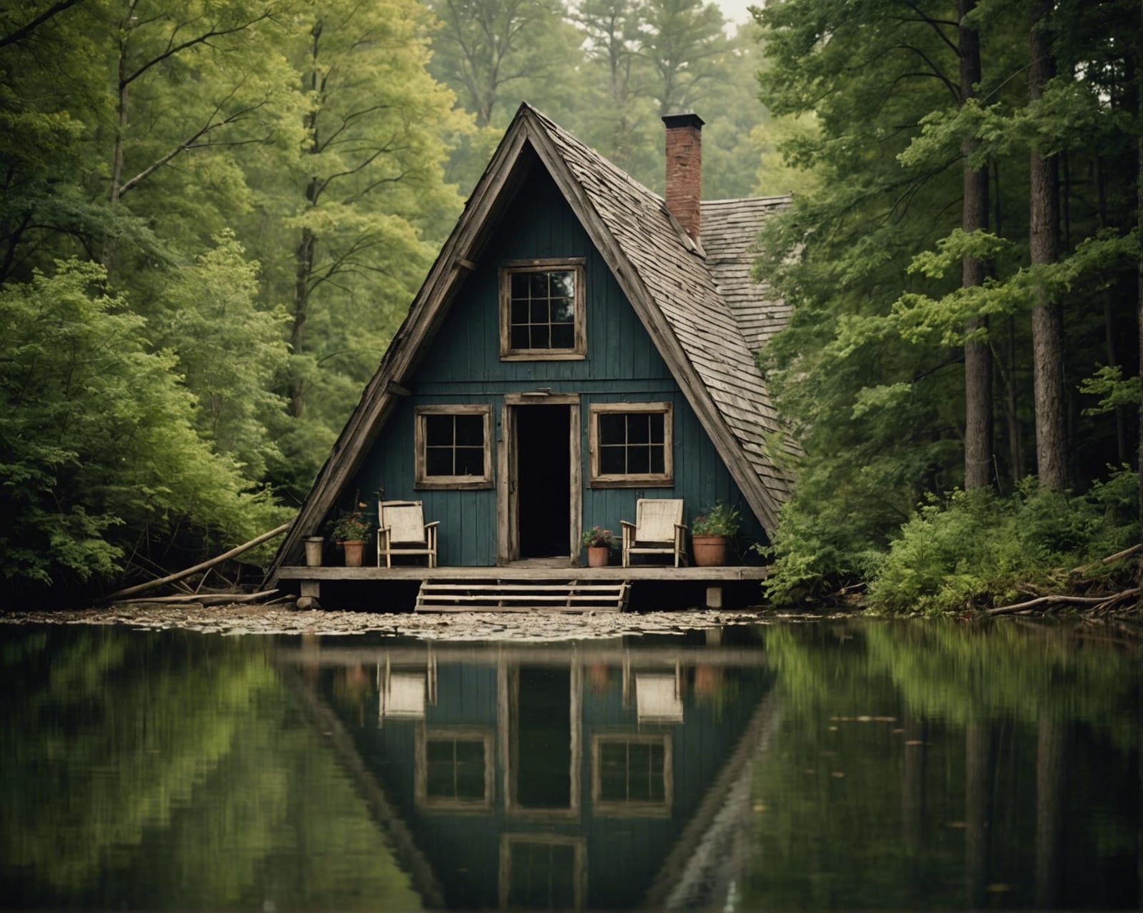 A-Frame Cabin on a Rustic Lake