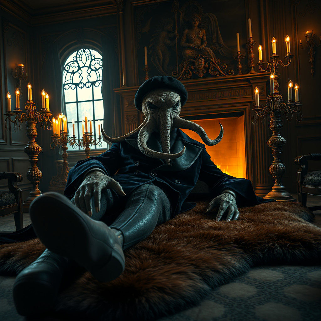 Seductive Cthulhu in Elegant Velvet Coat