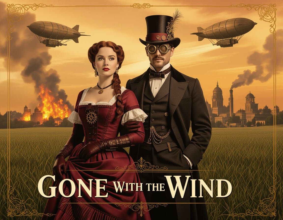 Steampunk Gone With the Wind Poster: Scarlett & Rhett
