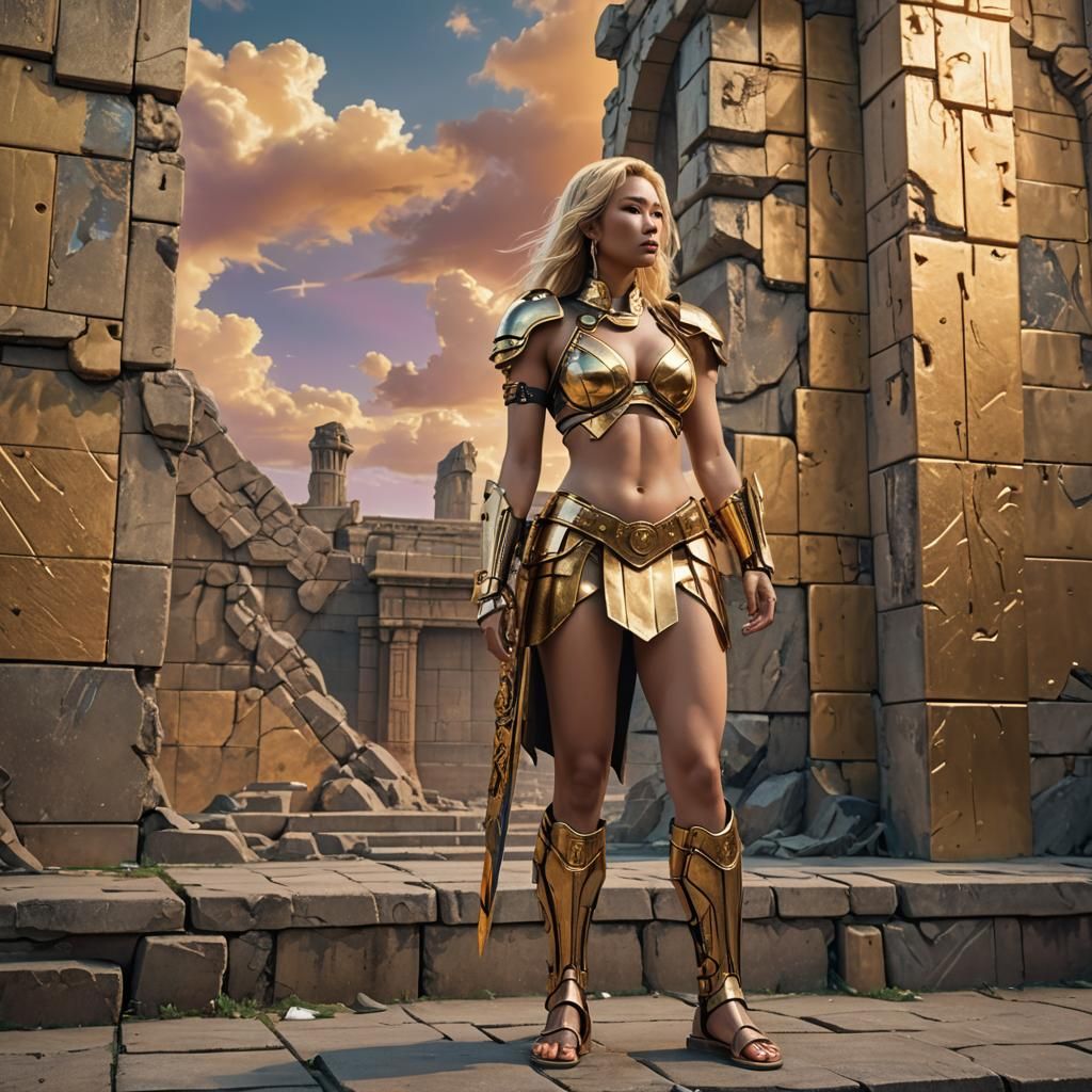 Cyberpunk Gladiator in Sci-Fi Fantasy World