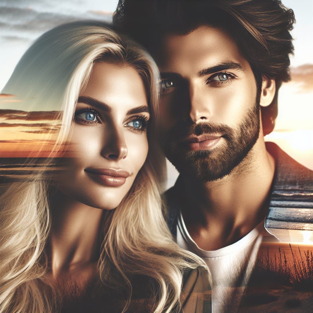 Intimate Black and White Embrace on Sunset Beach