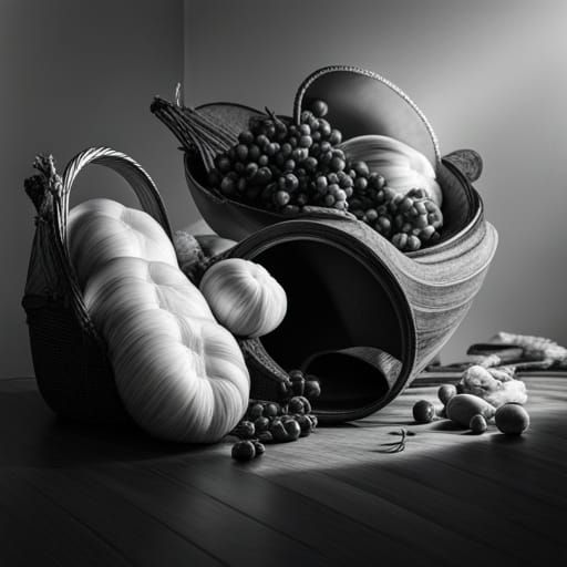 Monochromatic Baroque Cornucopia in Caravaggio Style