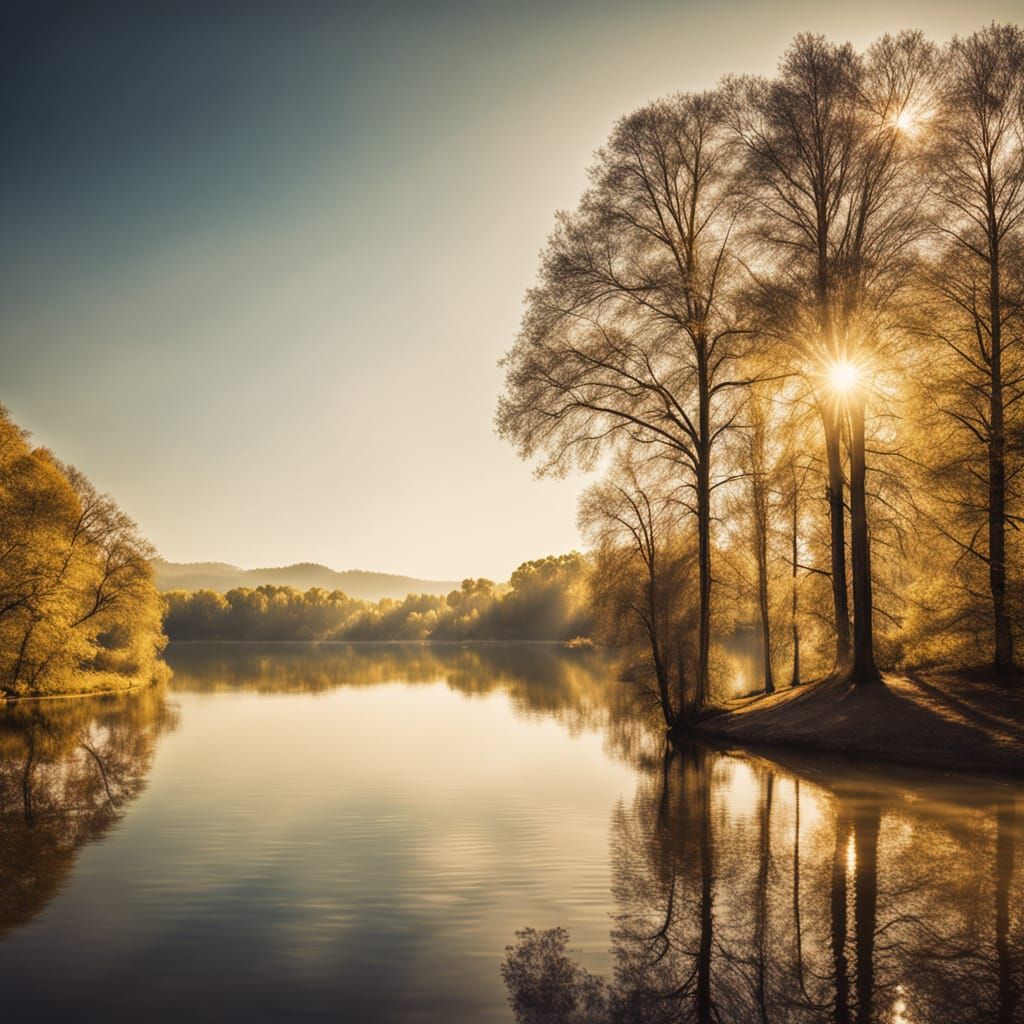 Serene Lake Landscape Photography on a Sunny Day